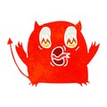 retro cartoon of cute kawaii red demon Royalty Free Stock Photo