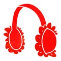 retro cartoon doodle of pink ear muff warmers