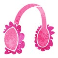 retro cartoon doodle of pink ear muff warmers