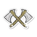 retro distressed sticker of a cartoon crossed axes