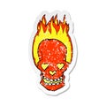 retro distressed sticker of a cartoon flaming skull with love heart eyes Royalty Free Stock Photo