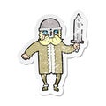 retro distressed sticker of a cartoon saxon warrior