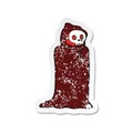 retro distressed sticker of a cartoon spooky halloween costume Royalty Free Stock Photo