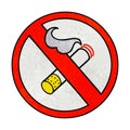 retro grunge texture cartoon no smoking allowed sign