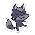 sticker of a angry wolf cartoon