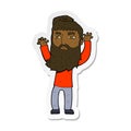 sticker of a cartoon bearded man waving arms