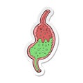 sticker of a cartoon bubbling stomach