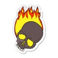 sticker of a cartoon burning skull