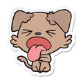 sticker of a cartoon disgusted dog sitting