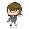 sticker of a cartoon girl regretting a mistake