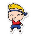 sticker cartoon of kawaii cute fitness boy