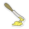 sticker of a cartoon knife spreading butter