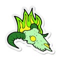 sticker of a cartoon magic ram skull Royalty Free Stock Photo