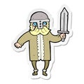 sticker of a cartoon saxon warrior