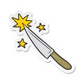 sticker of a cartoon sharp kitchen knife