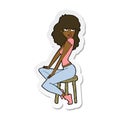 sticker of a cartoon woman striking pose