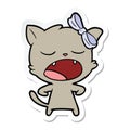 sticker of a cartoon yawning cat