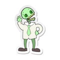 sticker of a cartoon zombie businessman