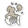 sticker of a quirky hand drawn cartoon dead fish skeleton Royalty Free Stock Photo