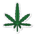 Sticker of a quirky hand drawn cartoon marijuana