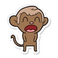 sticker of a yawning cartoon monkey