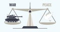 SEO Title: War and Peace Concept with Balance Scale Tank and Dove Illustration Royalty Free Stock Photo
