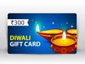 Creative illustration of burning diya with fireworks, diwali gift card Royalty Free Stock Photo