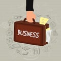 Creative illustration of businessman with briefcase. Royalty Free Stock Photo