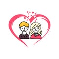 Creative illustration of cute couple in love for Happy Valentine's Day celebration