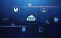 Creative Illustration For Data Management Concept With Storage Cloud And Different Icons