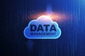 Creative Illustration For Data Management Concept With Storage Cloud Over Binary Background Royalty Free Stock Photo