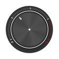 Creative illustration of dial knob level technology settings, music metal button with circular processing isolated on backg