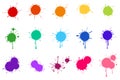 creative illustration of holi decorative round shapes liquid color splash, colorful paint splatter, different color spot and drop Royalty Free Stock Photo