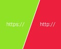 Creative illustration of http, https protocol connection ssl encryption web site isolated on background. Art design safe, secure Royalty Free Stock Photo