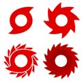 Creative illustration of hurricane scale indication icon symbol set isolated on background. Art design vortex, typhoon, tornado