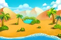 Creative Illustration and Innovative Art: Desert Hill, Desert Oasis. Royalty Free Stock Photo