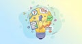 Solution Concept Light Bulb, Progress, Idea, Problem Solving Royalty Free Stock Photo