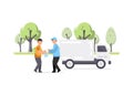 Creative illustration of Garbage truck and worker