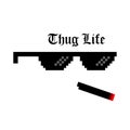 Creative illustration of pixel glasses of thug life meme  on background. Ghetto lifestyle culture art design. Mock up Royalty Free Stock Photo