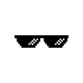 Creative illustration of pixel glasses. Thug life meme. Isolated on white background. Ghetto lifestyle culture art design.