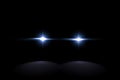 Creative illustration of police car silhouette headlights, blinking isolated on transparent background. Glowing headlamp. R Royalty Free Stock Photo