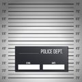 Creative illustration of police lineup, mugshot template with a table isolated on background. Art design silhouette of anonymous. Royalty Free Stock Photo