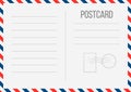 Creative illustration of postcard isolated on transparent background. Postal travel card art design. Blank airmail mockup t