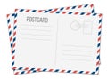 Creative illustration of postcard isolated on transparent background. Postal travel card art design. Blank airmail mockup t