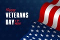 Creative vector illustration,poster or banner of happy veterans day with u.s.a flag and stars background Royalty Free Stock Photo