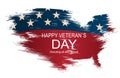 Creative illustration,poster or banner of happy veterans day with USA map as flag background.