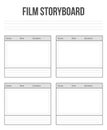 Creative illustration of professional film storyboard mockup isolated on background. Art design movie story board layout template