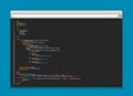 Creative illustration of programming HTML code on computer screen isolated on background. Art design website digital page. Royalty Free Stock Photo