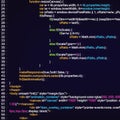 Creative illustration of programming HTML code on computer screen isolated on background. Art design website digital page. Royalty Free Stock Photo