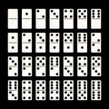 Creative illustration of realistic domino full set isolated on black background. Dominoes bones art design. Abstract